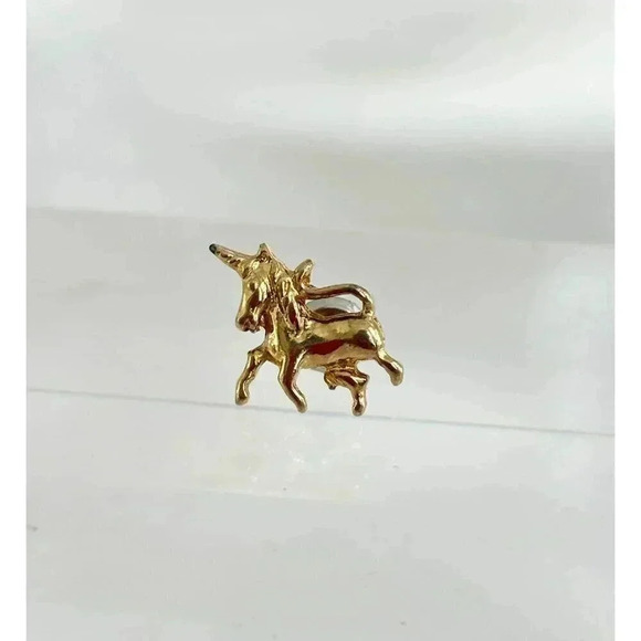 Vintage Gold Colored Dainty Unicorn Brooch Pin - Picture 3 of 8
